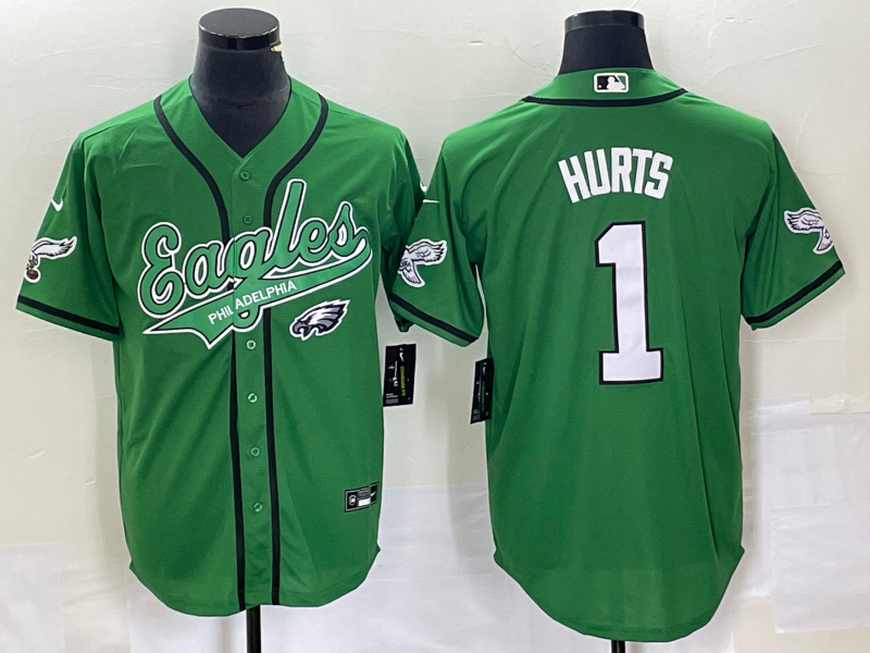 Men's Philadelphia Eagles Jalen Hurts #1 Kelly Green Jersey Joint Edition